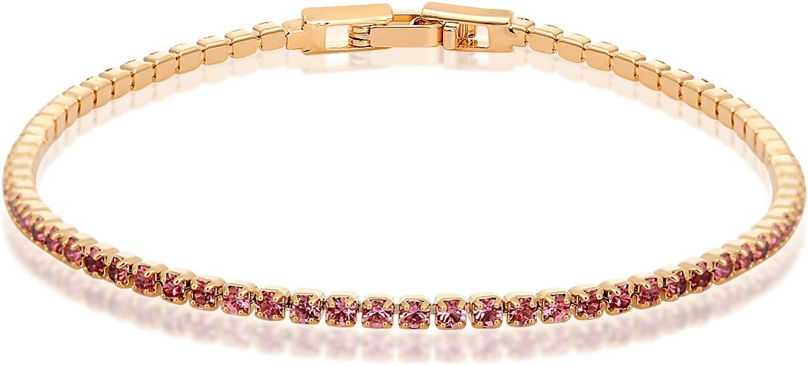 Windshow Tiny 18K Gold Plated Cluster Crystals Link ChainTennis Bracelet 0.11"