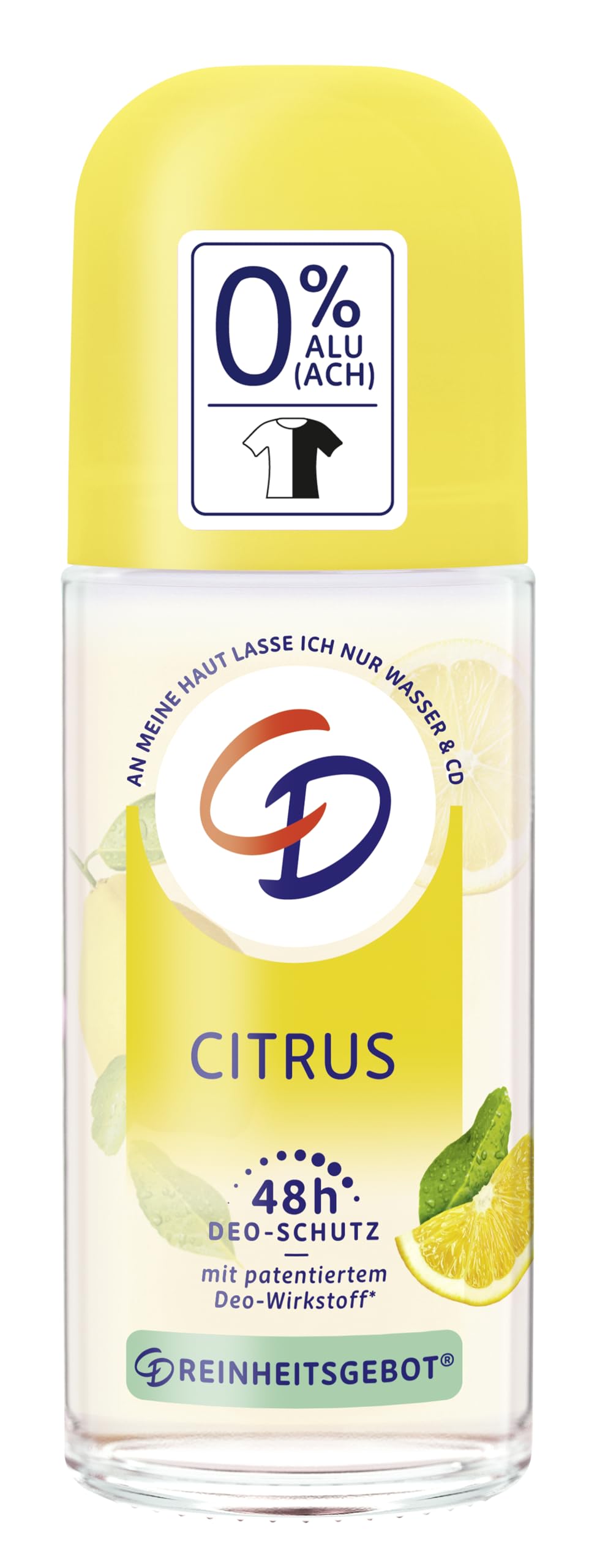 CD BIO Deo Roll-On 'Citrus', 50 ml, Deodorant ohne Aluminiumsalze, langanhaltender Schutz für 48 h, veganes Hautpflegeprodukt, für empfindliche Haut geeignet