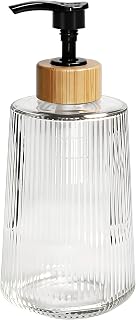 Glass Soap Dispenser, Thickened Glass Hand Soap Dispenser for Bathroom, Kitchen Dish Washing Liquid Bottles, Shampoo and Conditioner Bottles, Modern Farmhouse Style (Clear, Set of 1, 12oz)