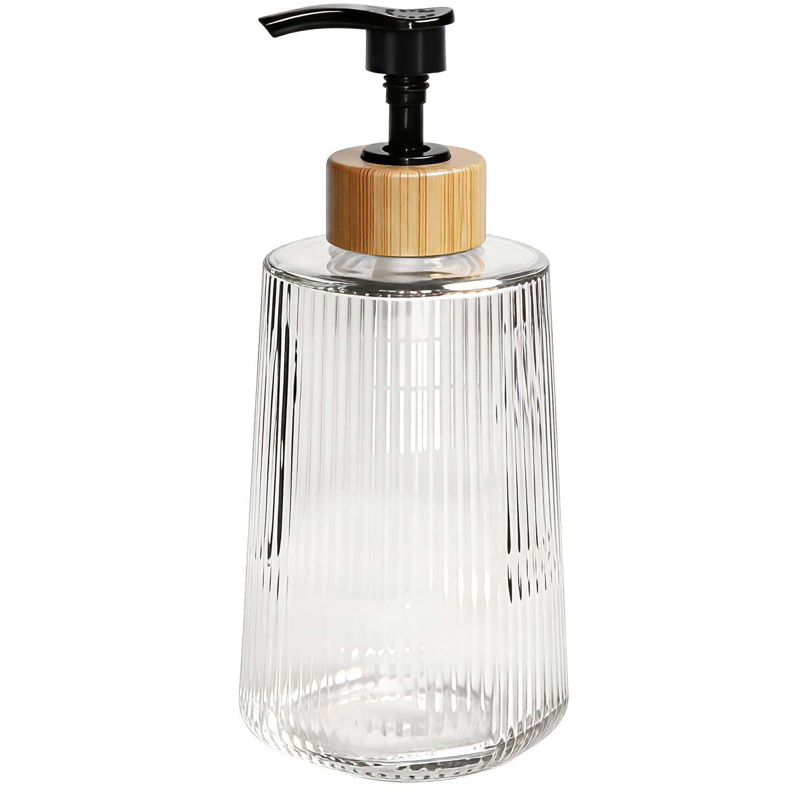 Photo 1 of Glass Soap Dispenser, Thickened Glass Hand Soap Dispenser for Bathroom, Kitchen Dish Washing Liquid Bottles, Shampoo and Conditioner Bottles, Modern Farmhouse Style (Clear, Set of 1, 12oz)