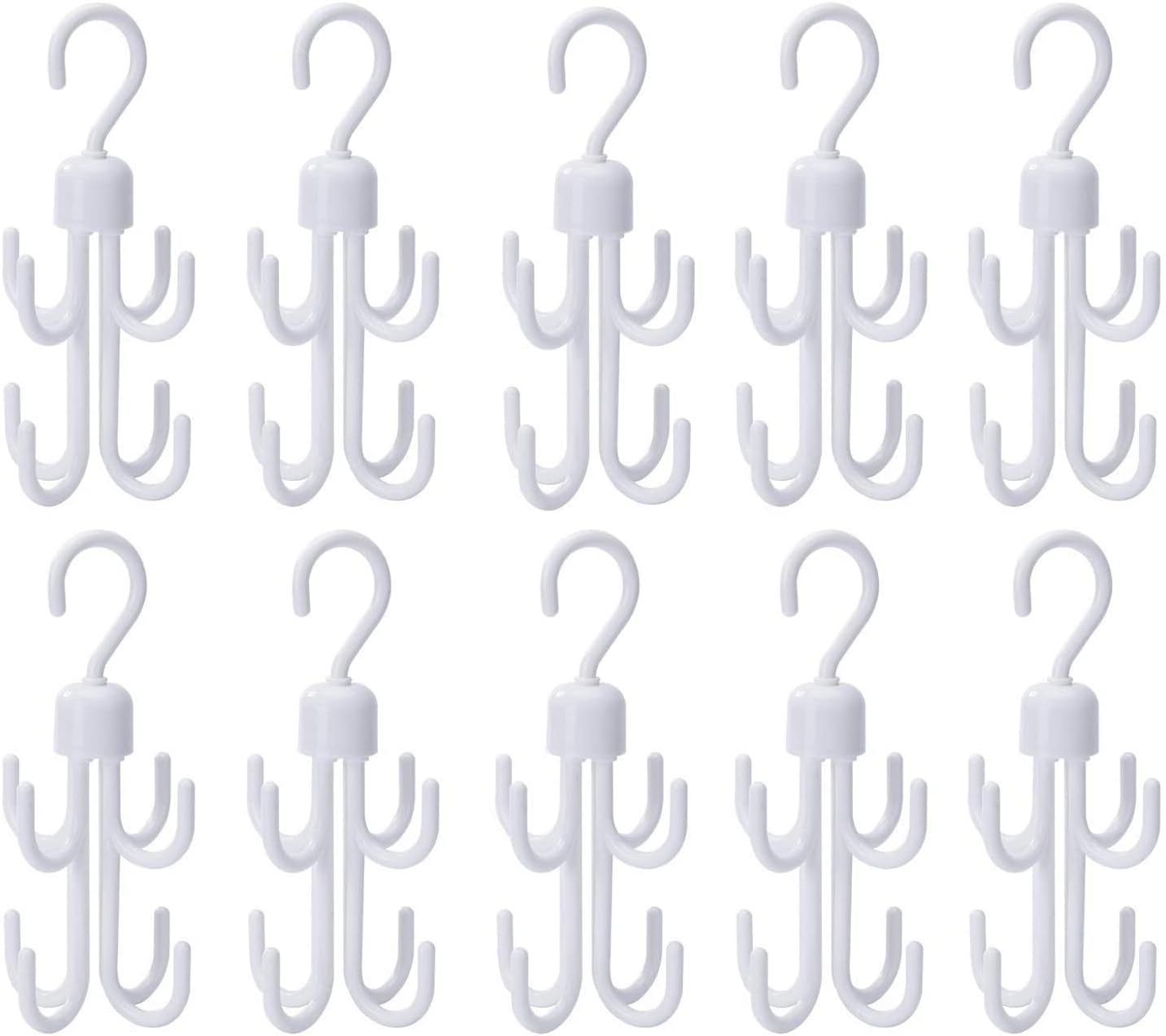 Tie Rack Belt Organizer Racks Twirl Tie Rack Belt Hanger Holder Hook for Closet Organizer Storage Women's Handbags Hanger Hooks for Hanging Scarf Hats Towels 10 Pack Closet Organizer