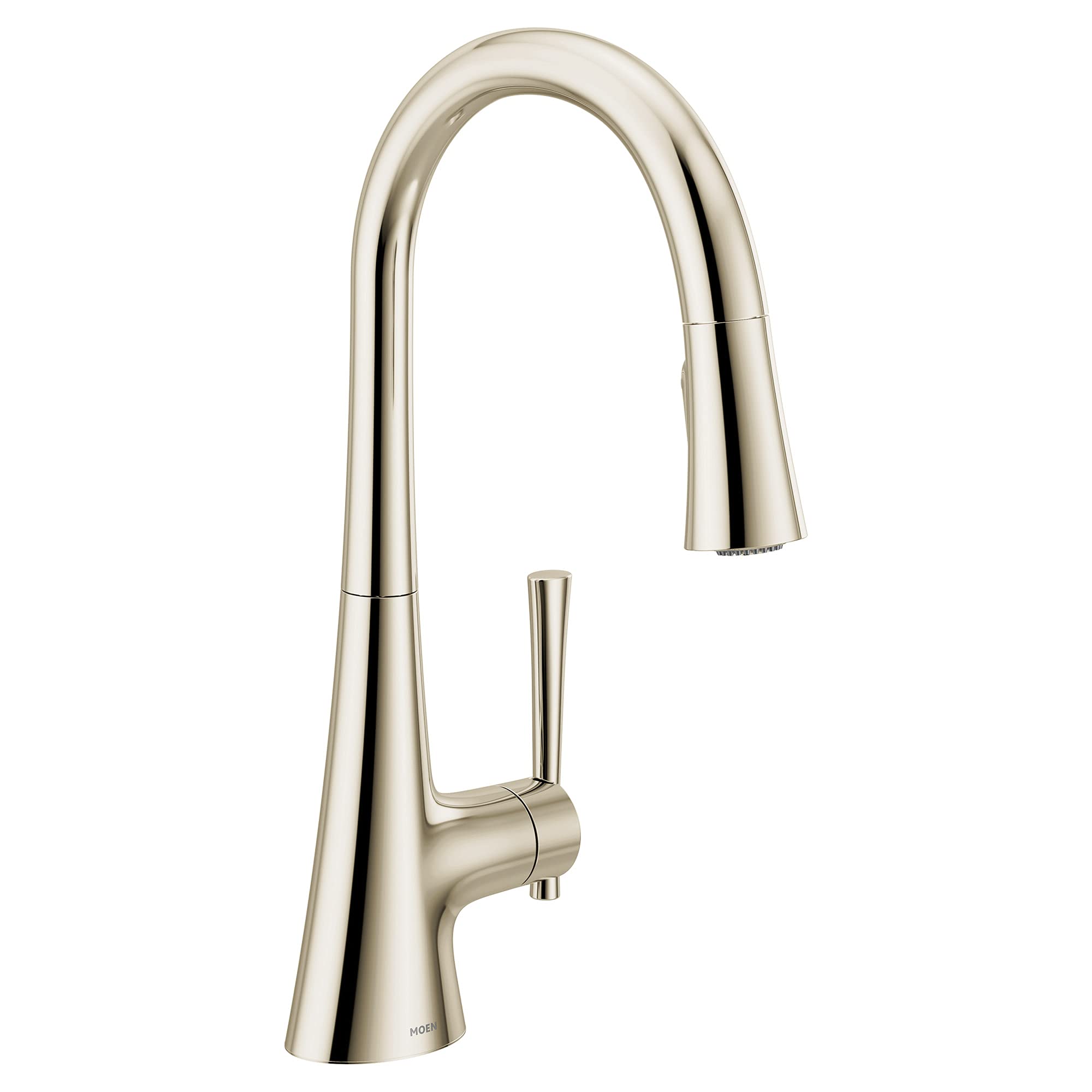 Moen9126NL Kurv Collection One-Handle Pulldown Kitchen Faucet Featuring Power Boost and Reflex, Polished Nickel