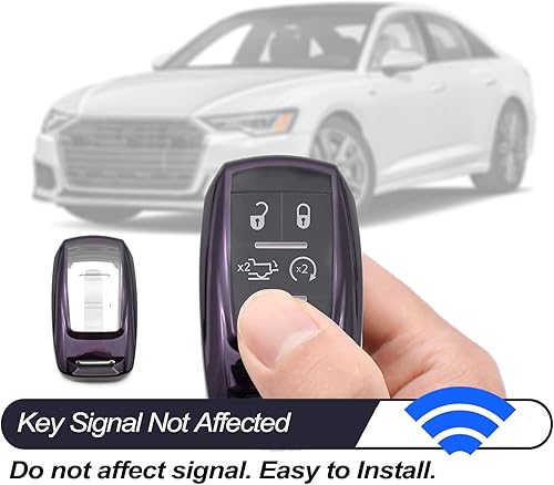 Miniatura 6 de MECHCOS Compatible con Dodge RAM 1500 2500 3500 4500 5500 Truck Pickup Purple Black TPU Key Fob Funda Funda Soporte Remoto Protector de piel Funda