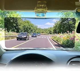 Extensor de viseira solar para carro, 2 em 1 para dia e noite, viseira de para-brisa universal com anti-UV, antirreflexo, anti-brilho, proteção polarizada, acessórios internos para carros