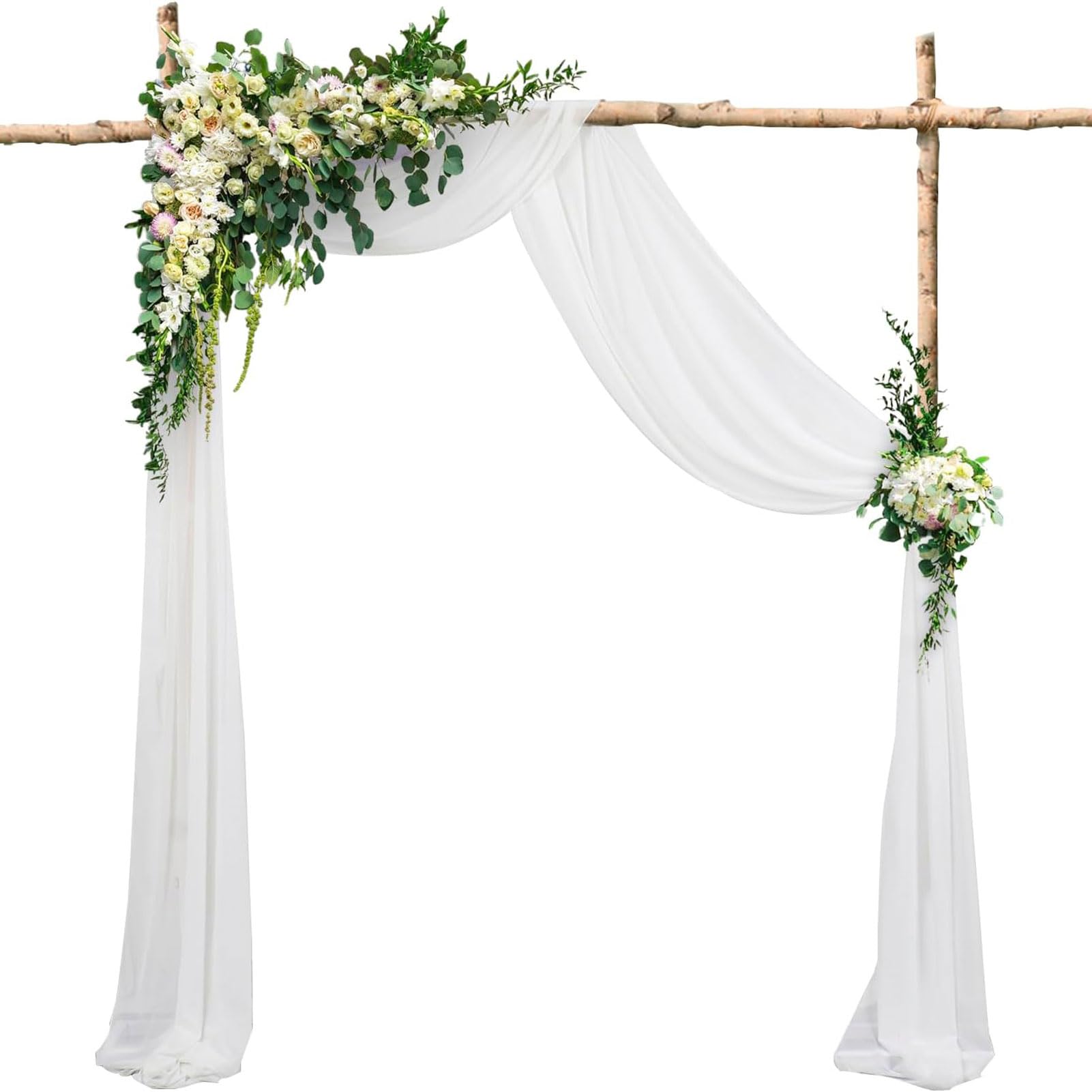 HUHJYUGE Voilage Arche Mariage Tenture Mariage Translucide Tulle Mariage Decoration Voilage Mariage Tenture Arche Mariage, pour Déco Fête Cérémonie Rideaux Salon (1 75x550cm)