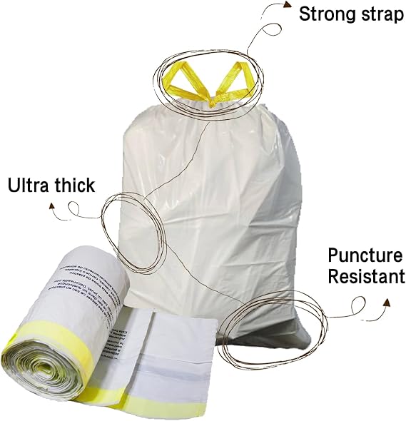 Strong Tall Kitchen Drawstring Trash Bags,big tall garbage can liners, 13 Gallon, Unscented, 50 Count