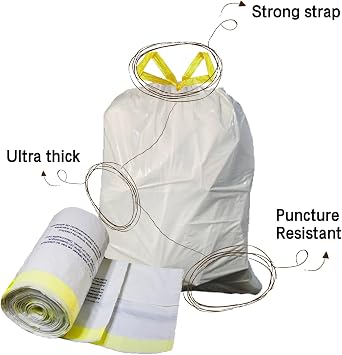 Strong Tall Kitchen Drawstring Trash Bags,big tall garbage can liners, 13 Gallon, Unscented, 50 Count