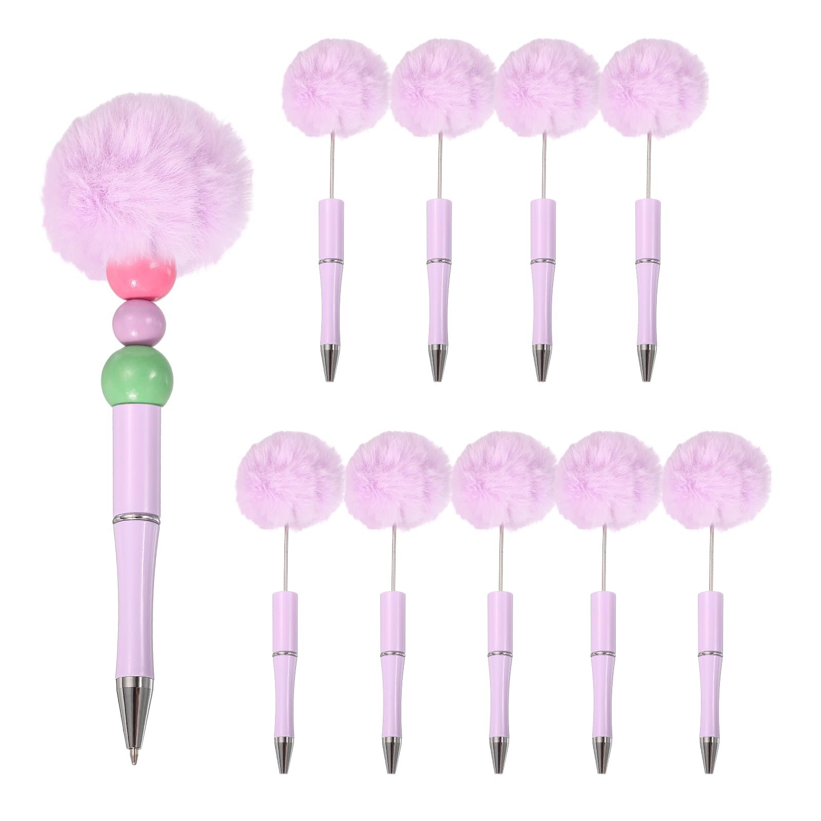 PATIKIL Pompom Ballpoint Pens, Fluffy Ball Pens Pom Pom Plastic Cute Beaded Pen for DIY Gift Writing Office Supplies - 10 Pcs (Light Purple) โ image 1
