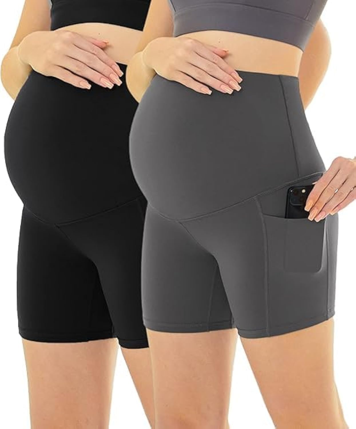 Maacie Pantaloncini sportivi da allenamento sulla pancia, con bottoni e 4 tasche vere