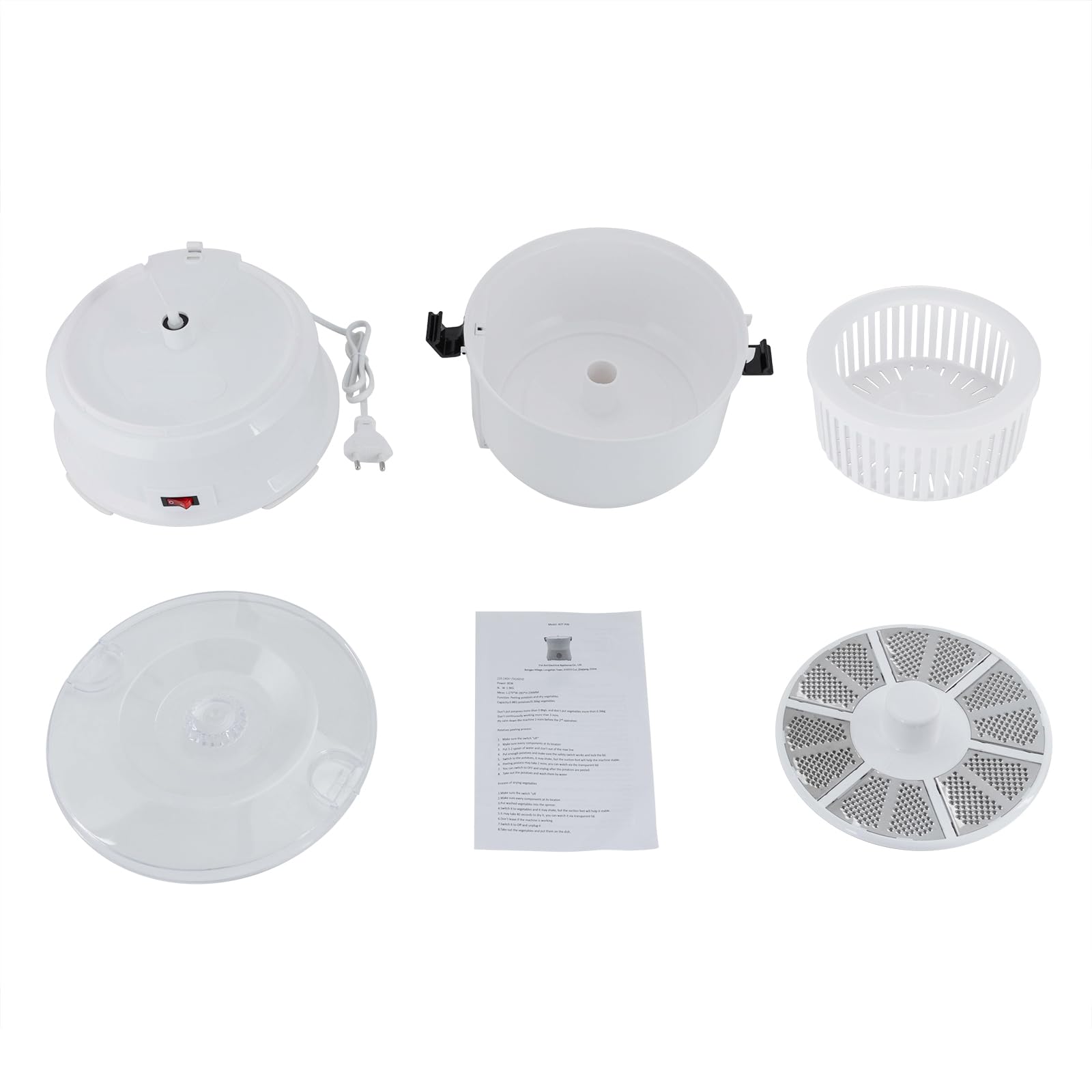 Pelador eléctrico de patatas de 85 W, moderno pelador de patatas de acero inoxidable con cuchillas de acero inoxidable, base antideslizante, sistema de manejo de un botón, ideal para verduras