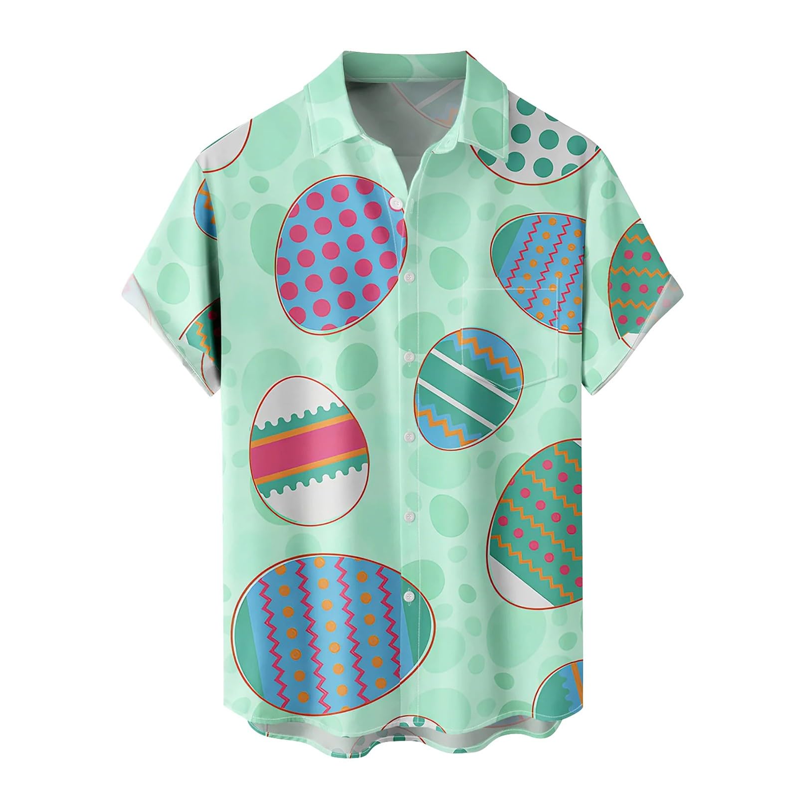 GLUDEAR Women's Horse Print V-Neck Tunic Top - Short Sleeve Button Blouse, Casual Pleated Henley Shirt