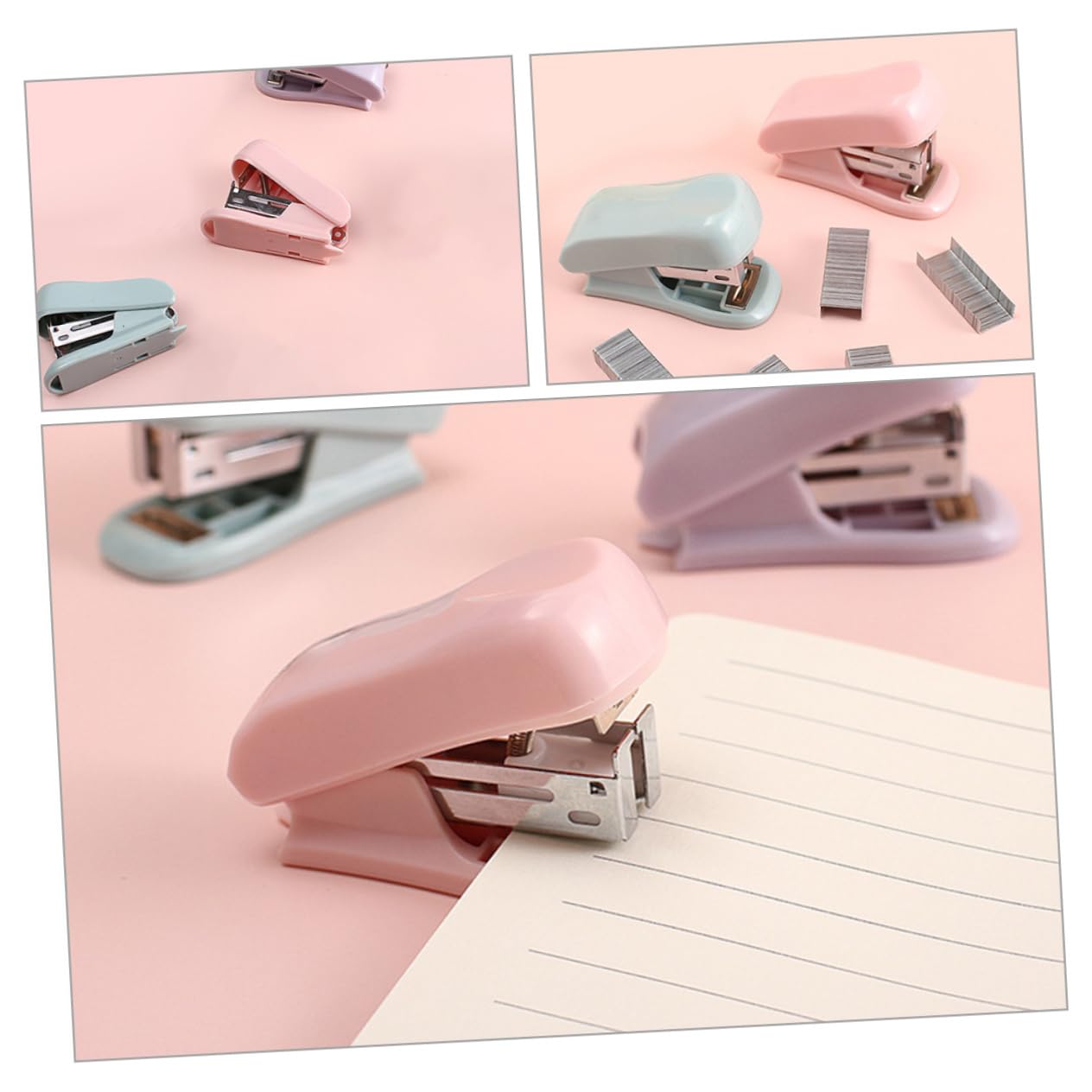 OSALADI 5 Set Cucitrice Manuale Ufficio Mini Cucitrice Estetica Custaggio Per Classe Per Studenti Piccola Forniture Di Cancelleria Mini Addominali 3 Pezzi * 5
