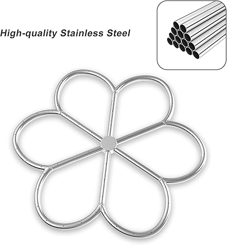 Miniatura 3 de Skyflame Anillo de quemador de hoguera de acero inoxidable de 24 pulgadas para hoguera, gas natural y chimenea de propano, Max BTU 296K, forma de