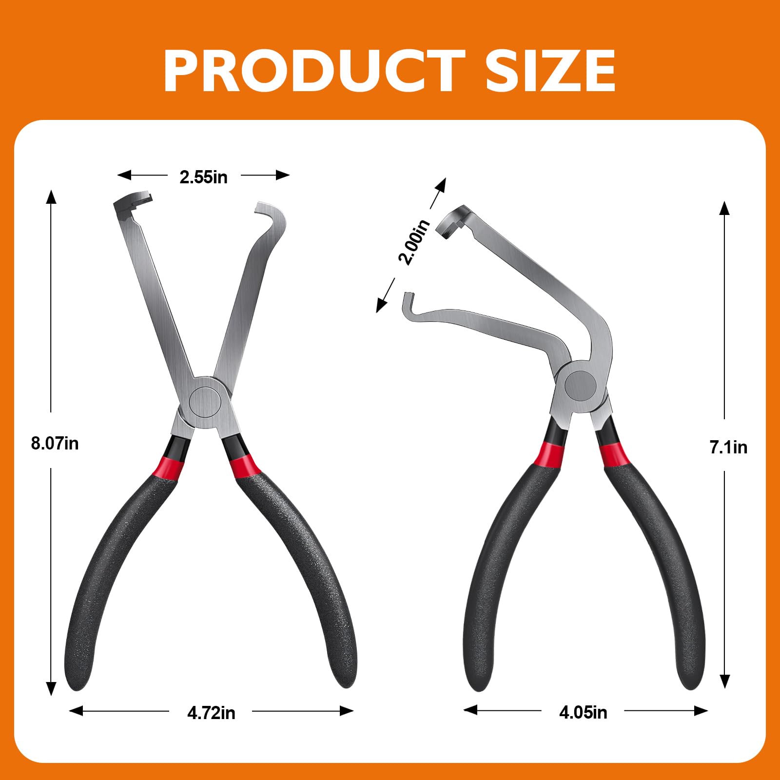Electrical Disconnect Pliers, Electrical Connector Pliers for Cars(1*Straight&1 * 60°Bend), Fuel Line Petrol Clip Pipe Tools, Automotive Hose Disconnect Tools for Push Tab Style Plugs