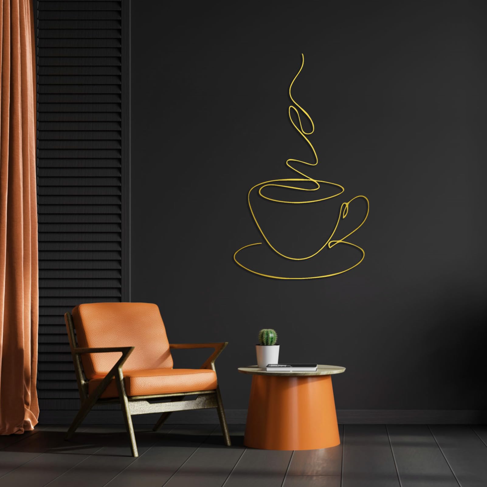 コーヒーカップアート 3点セット シルバーフレーム インテリア