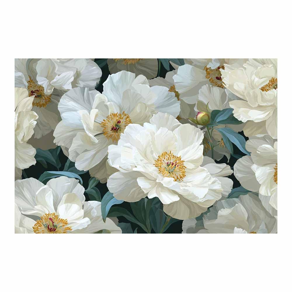 Hoqiu Multicolor Flowers Wall Canvas White Peony Blooming Print Artwork, Wall Decoration Living Room Bedroom Hallway Stairs Decoration.(Multicolor)-80X120cm Unframed