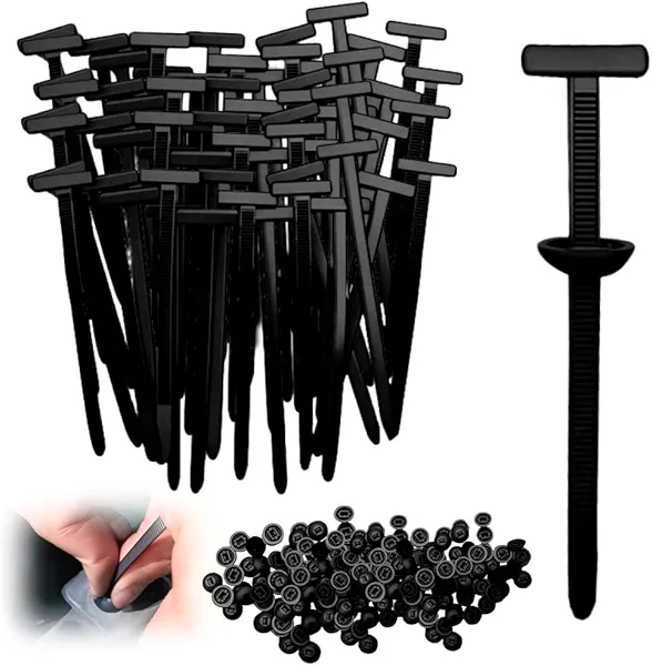 Nylon Universal Cable Tie Buckle, Heavy Duty Zip Ties (with Pin & Button), UV Resistant Black Zipties for Car Daily Repair, Applicable Toengine Lower Guard Plates, Fender Linings (100pcs)