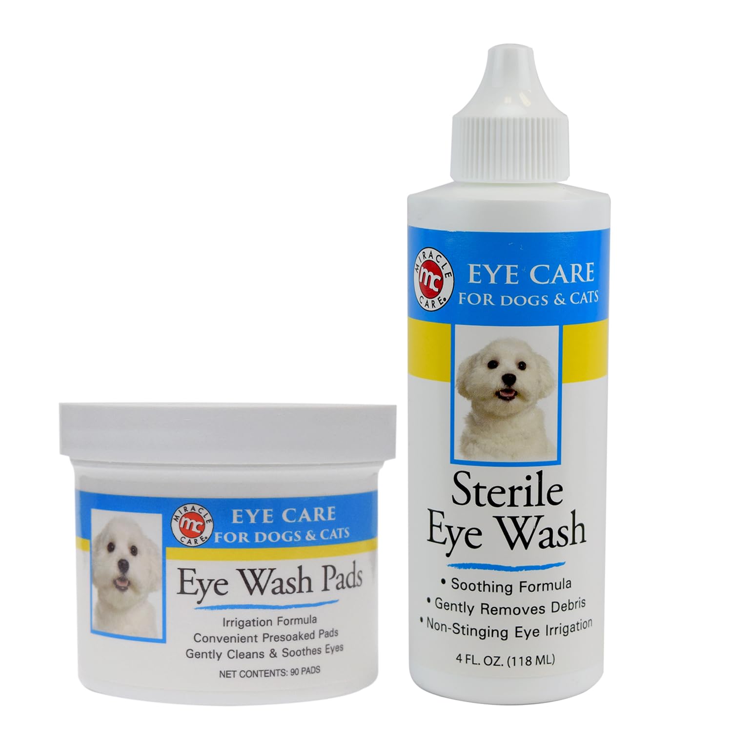 Miracle Care Cat &amp; Dog Eye Wipes and Sterile Eye Wash for Your Cat and Dog Eye Wipes and Drops Formulated to Remove Eye Debris, 90 ct Wipes &amp; 4 oz Bottle Eye Wash
