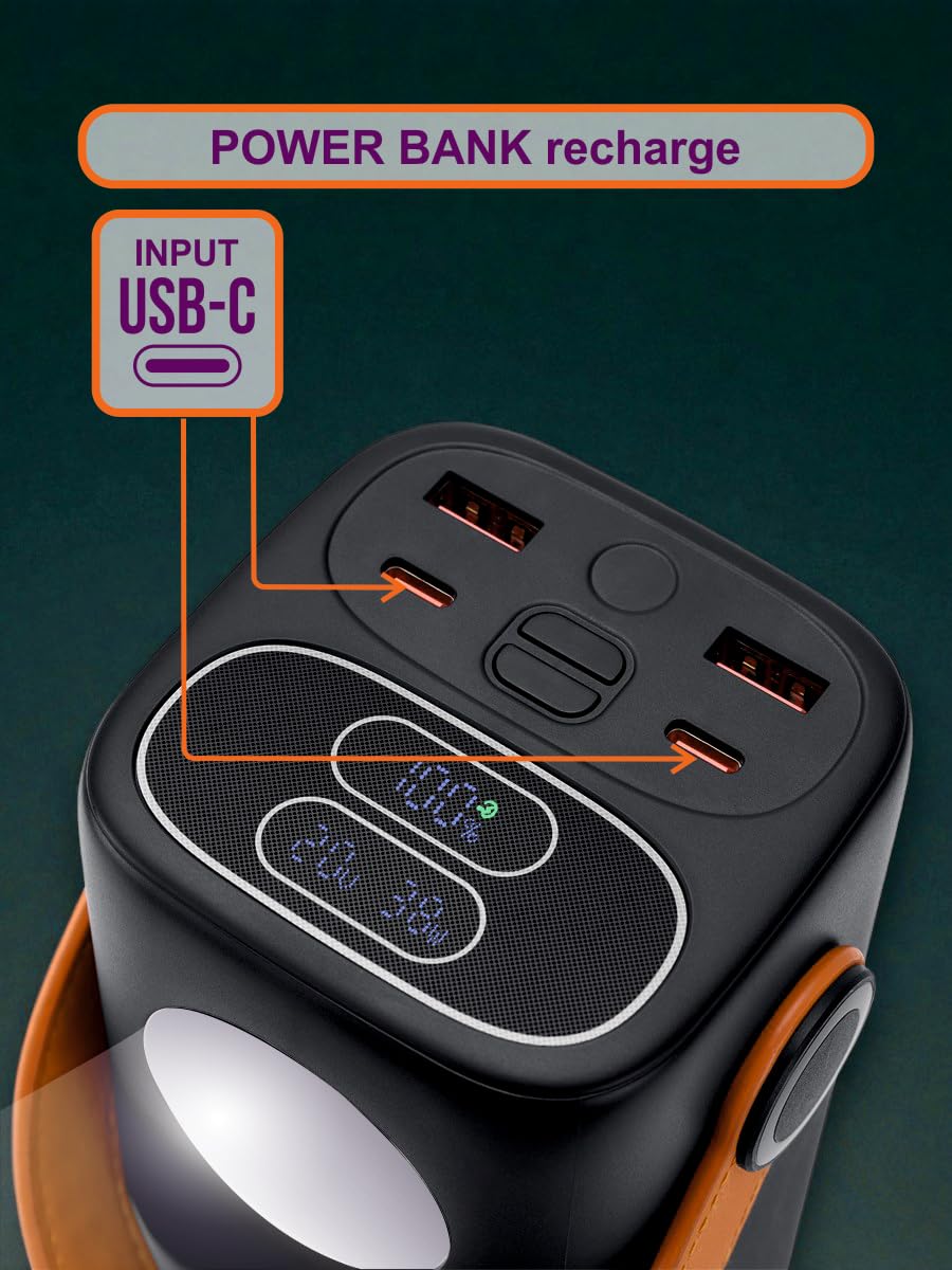 RIVACASE VA1085 Turbo Powerbank 40000mAh | PD 65 W, con lámpara de camping