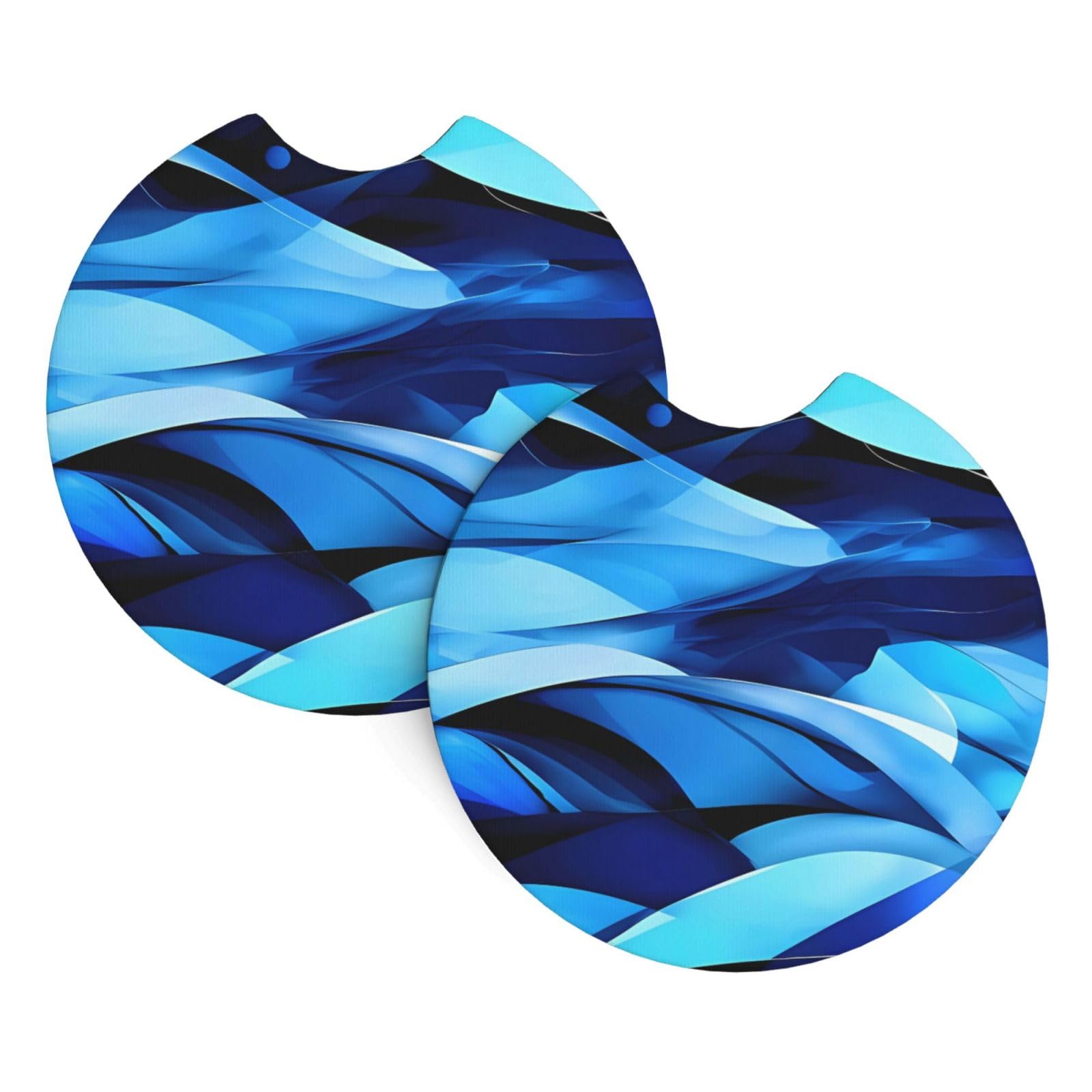 2 Pack Car Coaster for Cup Holders Abstract Blue Car Cup Coaster 2.7" Neoprene Non-Slip Automotive Cup Mat Universal Auto Car Interior Accessories for Women Men Cup Pad