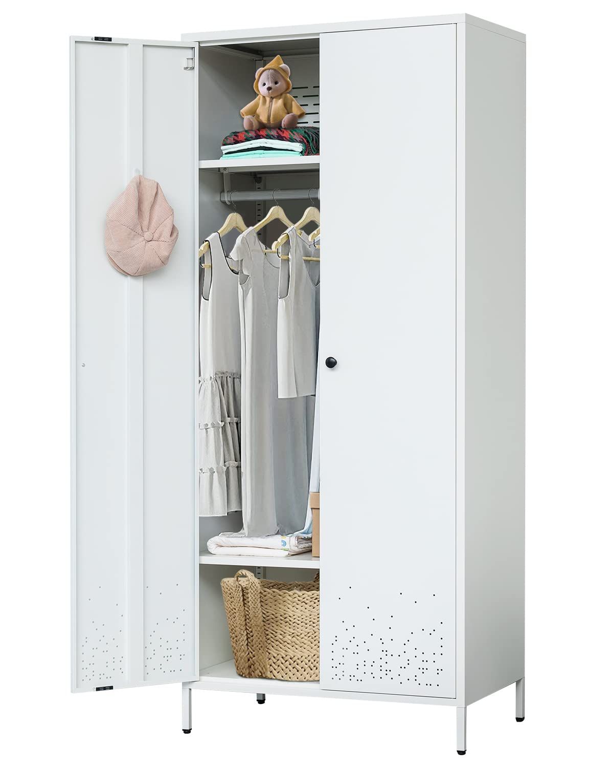 Amazon.com: YEEZER Metal Armoire Wardrobe Closet Cabinet for