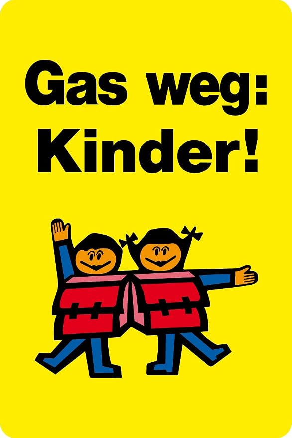 Adesivo Segnaletico 'Gas Weg - Kinder' (Bambini) – Cartello Per Sicurezza Stradale, 20 Varianti