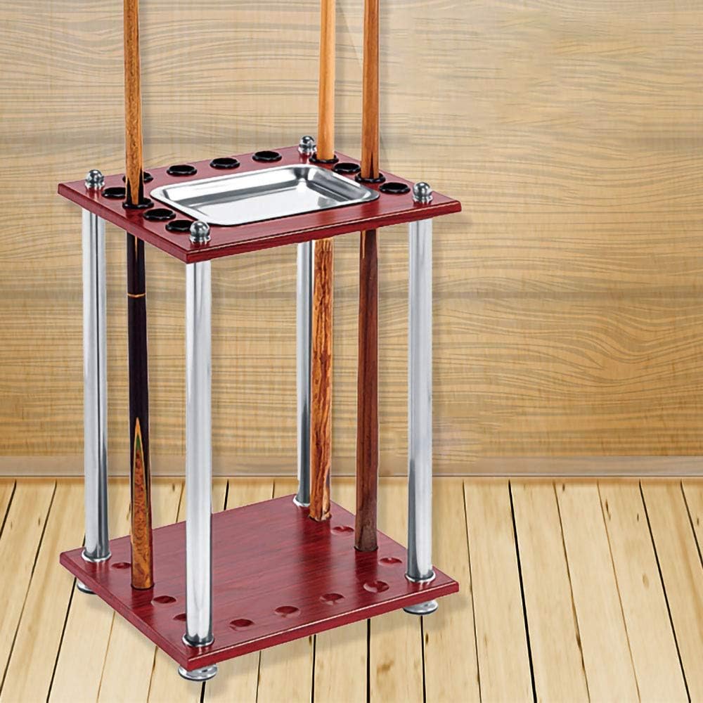 12-Hole Freestanding Pool Cues Solid Wood Bracket,Vertical Floor-Standing Cue Rack,Billiards Rack 1 / Wine red / 60x22x60cm (Wine Red 60x22x60cm)