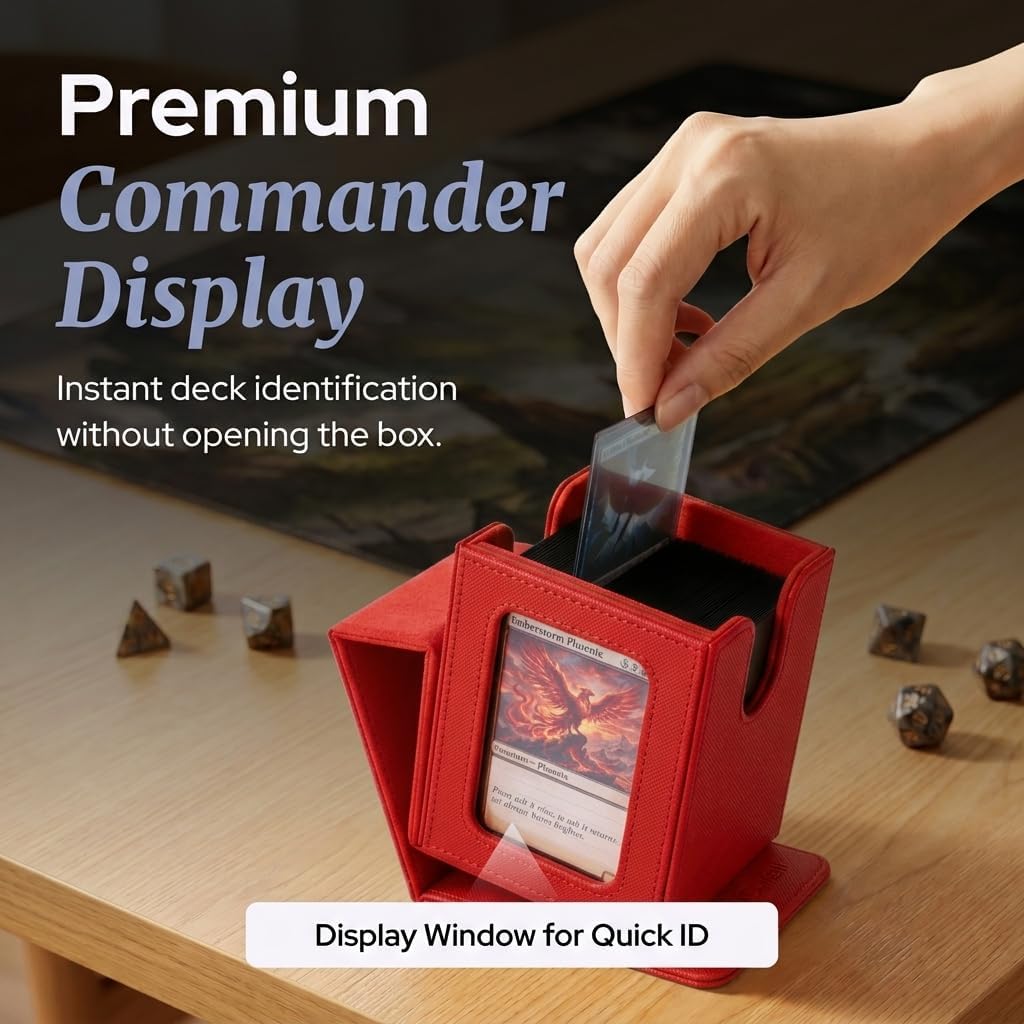 Commander Deck Box MTG 100 Card Holder with Display Window Red image 3