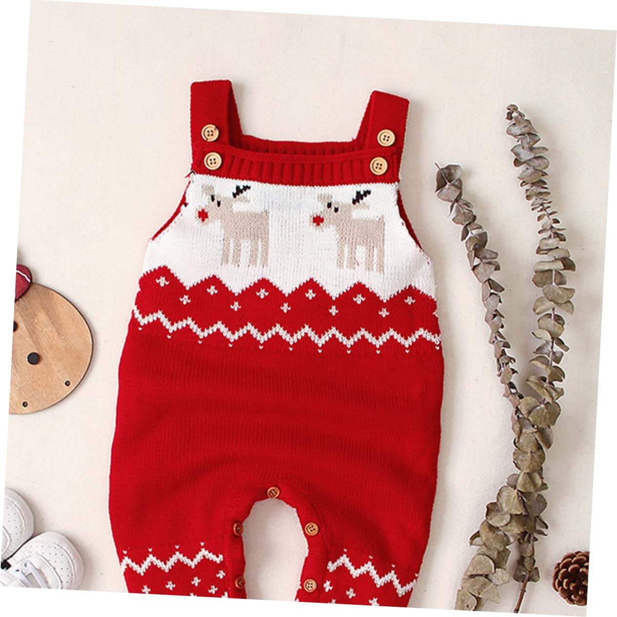 Veemoon Comfortable Christmas Elk Design Toddler Sweater Jumpsuit Baby for Winter