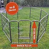 STABIL UND LANGLEBIG - Das robuste und belastbare Hundegitter (Stall) besteht aus hochwertig lackiertem Metall. Das top verarbeitete Laufgitter (Freilauf) steht standfest innen Zuhause (Haus, Wohnung) oder im Garten als Außengehege.