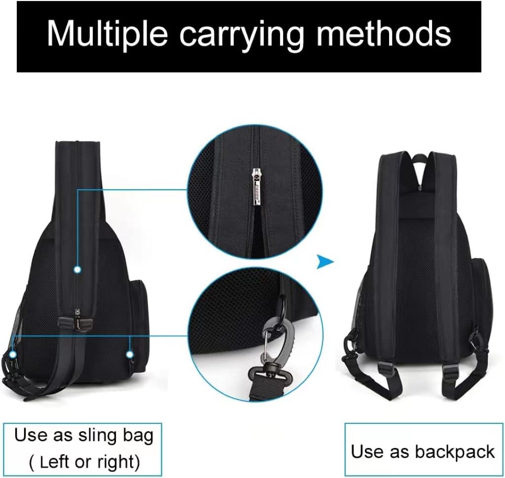 CADeN Kameratasche,Kamera-Umhängetasche,Sling Kamerarucksack, Wasserdichter Fototasche mit Stativhalterung für DSLR/SLR spiegellose Kameras（Schwarz）