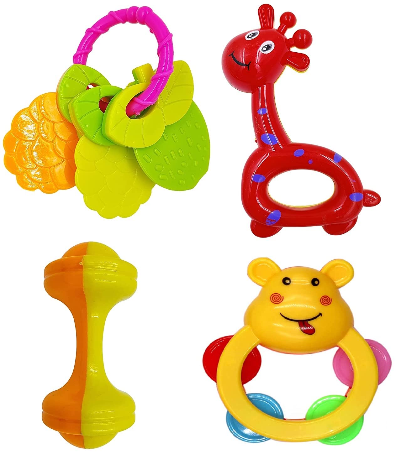 Toyporium® Bright and Colorful Attractive Non Toxic Rattle Set Baby Musical Rattle Playset for Infant and Toddlers Rattle Set (Multicolored) (4 Piece) (B0BR61H9KC) Amazon Price History, Amazon Price Tracker