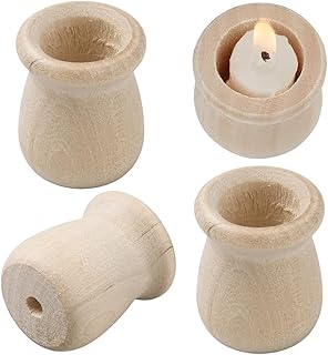 GORGECRAFT 1.3 Inch 10pcs Unfinished Wood Candle Cups Blank Candle Holders Wooden Candlesticks 0.2 Inch Hole Classics Flower Container for Hand Painting Crafts Home Wedding Decorations