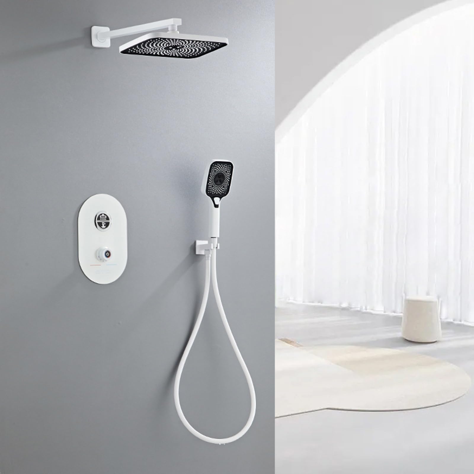 Mitigeur thermostatique encastré Blanc pour douche rectangulaire moderne dans votre salle de bain