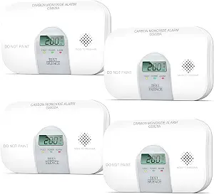 Siterwell Travel Carbon Monoxide Detector, 10 Year Product Life with LCD Display and Sound Warning, ETL Listed, Portable for Home, 4-Pack