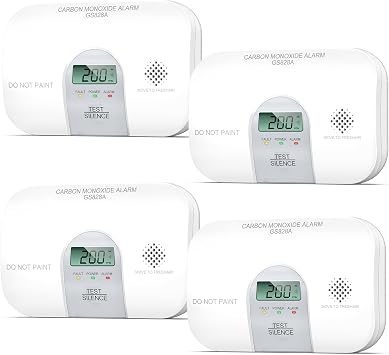 Siterwell Travel Carbon Monoxide Detector, 10 Year Product Life Carbon Monoxide Detectors with LCD Digital Display and Sound Warning, ETL Listed, Portable Carbon Monoxide Detector for Home, 4-Pack