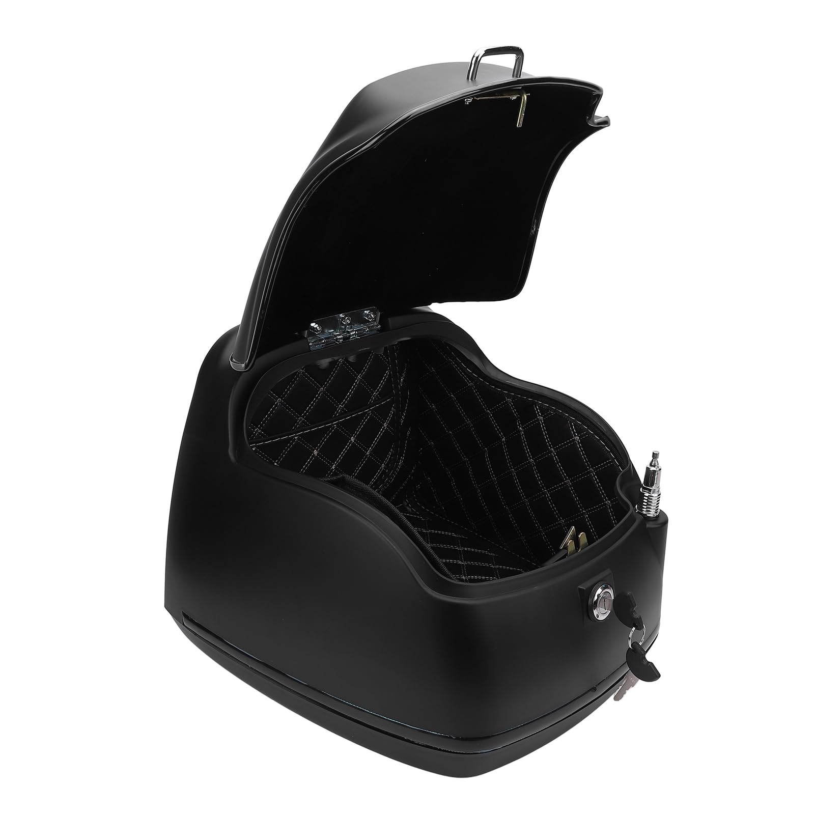 KIMISS Kufer Motocyklowy w Stylu Retro Woda o Wysokiej Wytrzymałości i Dużej Pojemności Skrzynia Bagażnika Skuter Elektryczny 38L (BLACK)