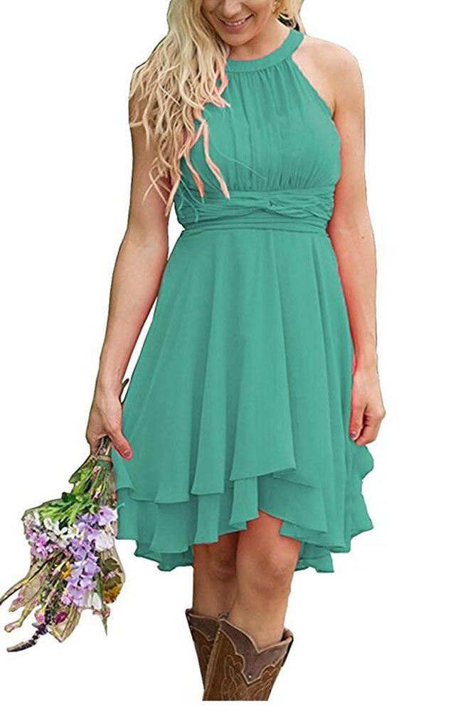 Aokaixin Plus Size Short Country Bridesmaid Dresses Western Wedding Guest Wears (US18 Plus, Green)
