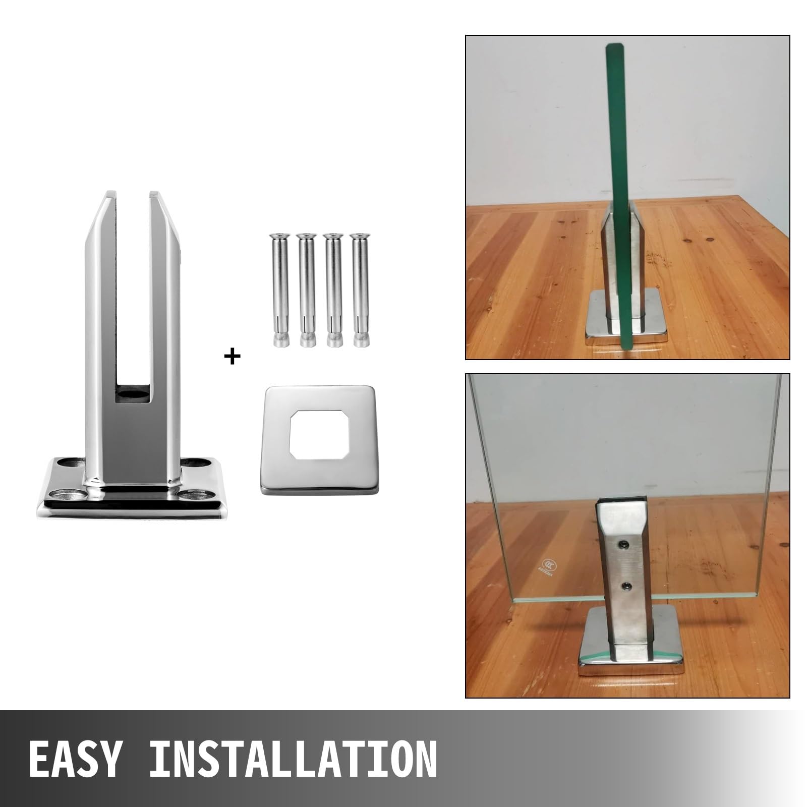 Zacisk szklany ze stali nierdzewnej dom ogród balkon szklane czopy słupek balustrada zacisk zaciskowy ogrodzeniowy Stabilna Paca(Silver Square 10pcs)