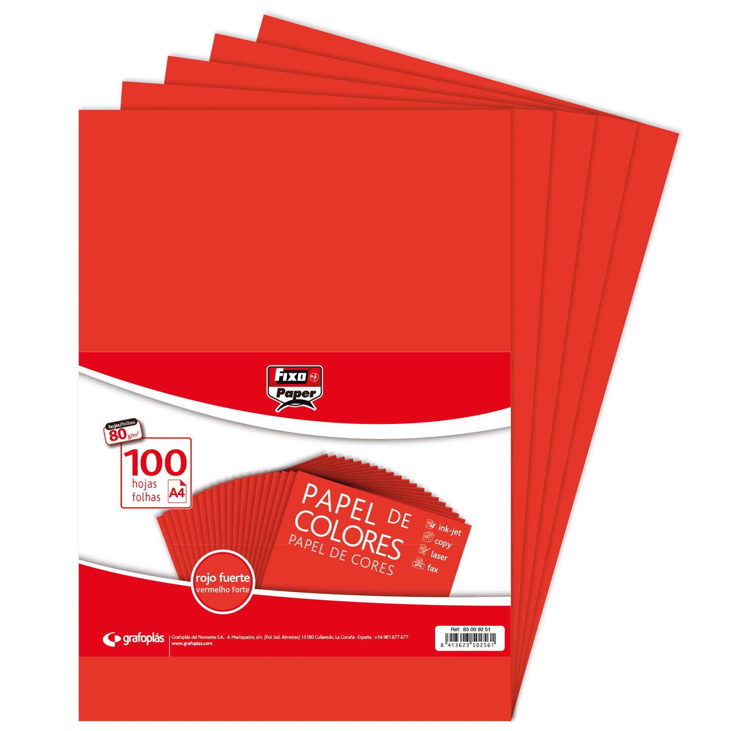 Fixo Paper 65009251 Pack of 100 Sheets Deep Red A4 80 g