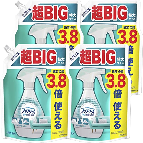 [ケース品] ファブリーズ W除菌+消臭スプレー 布用 香りが残らない 詰め替え 超BIG特大 1220mLｘ4袋