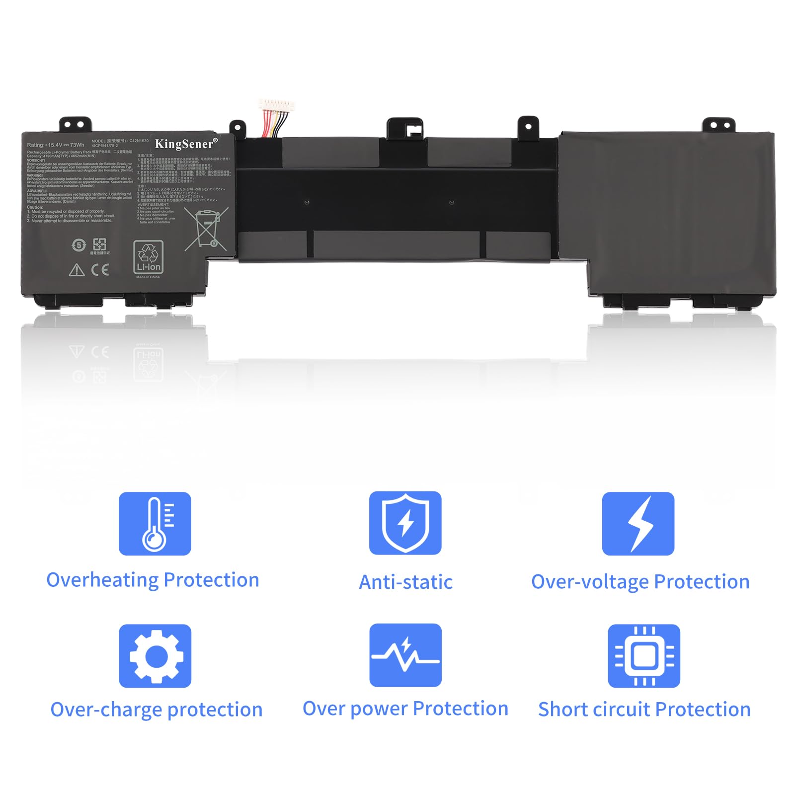 C42N1630 - Batteria per PC portatile Asus Zenbook Pro UX550 UX550VD UX550VE UX550VE-1A UX550VE-BN013T XH71 Serie C42PHCH 0B200-02520000 15.4V 73Wh