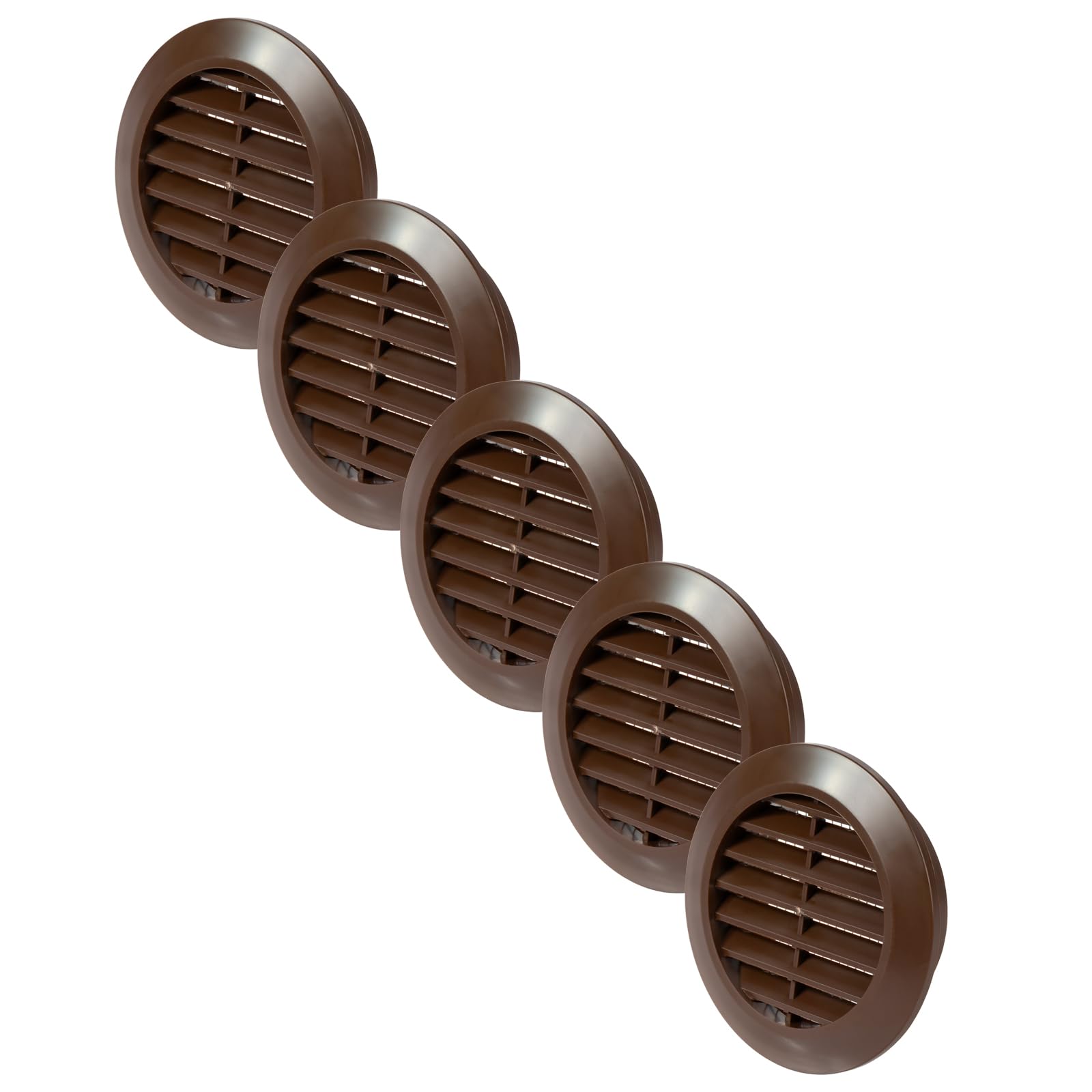 Vent Systems 60 mm / 2.36" Inch, Pack of 5 Brown Door Air Register, Ventilation Grille, Indoor Vent Grates, Bathroom, Cabinet