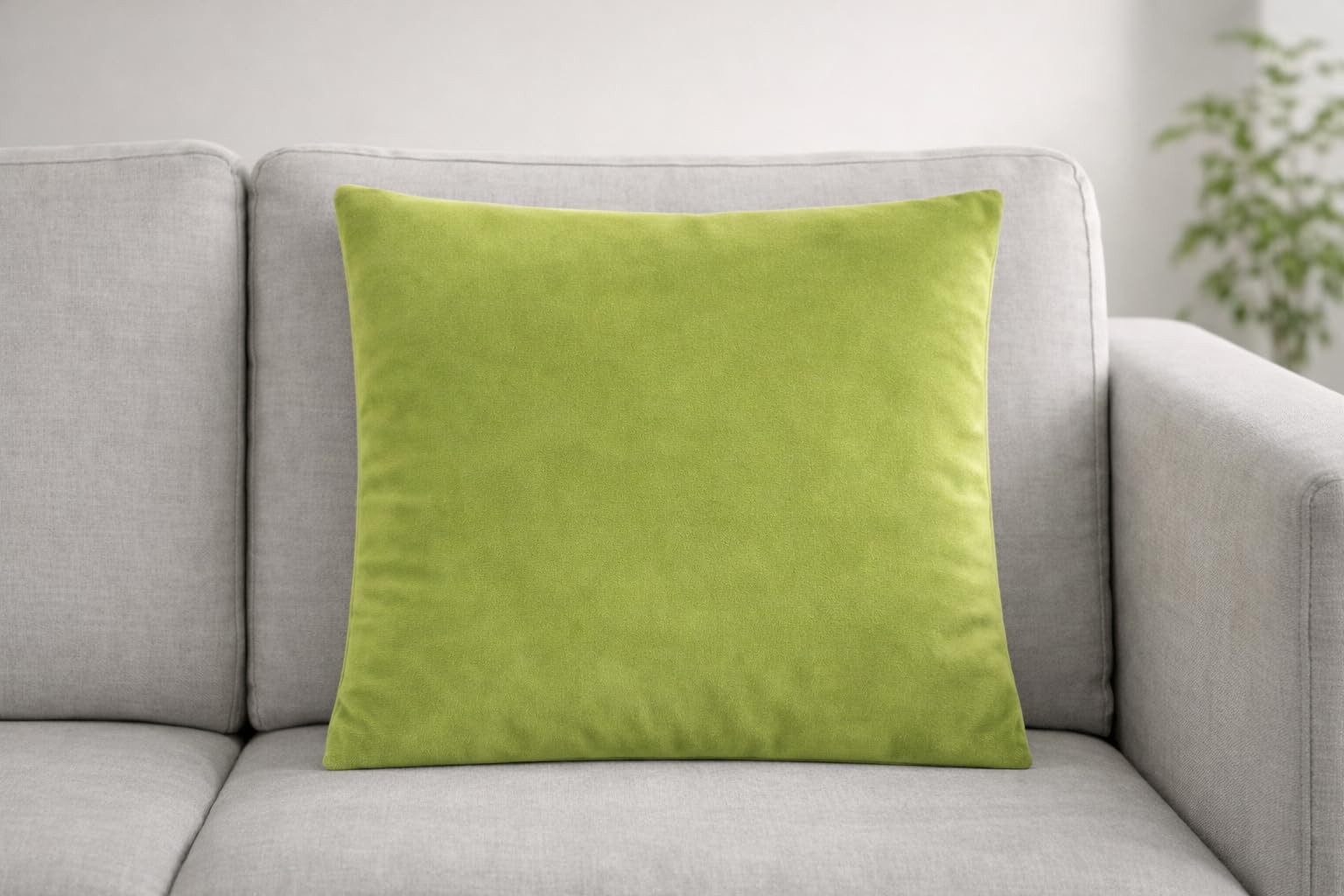 Seechoo Velvet Cushion Covers Pack of 2, Large 55x55cm (22x22 Inch), Soft Luxury Velvet Sofa Cushion Covers, Decorative Throw Pillow Covers for Living Room Bedroom (Lime Green) — image 1