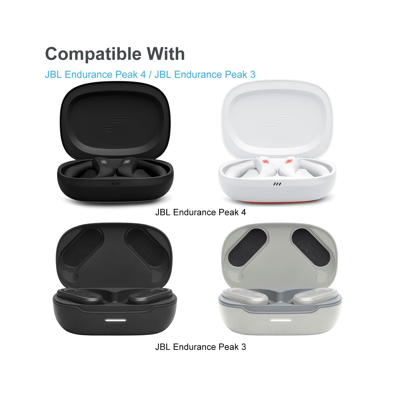 Klowcok Cuscinetti auricolari di ricambio in silicone per JBL Endurance Peak4/Peak3, 9 paia (S/M/L) (nero)