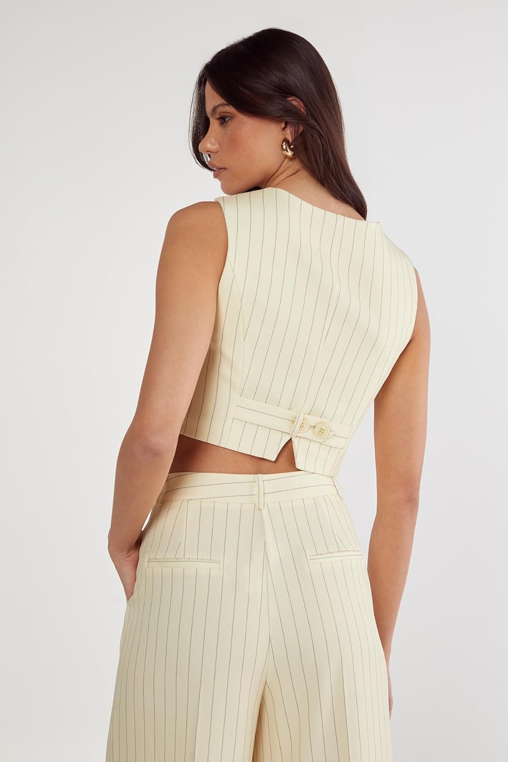 Nasty Gal Butter Pinstripe Tailored Vest