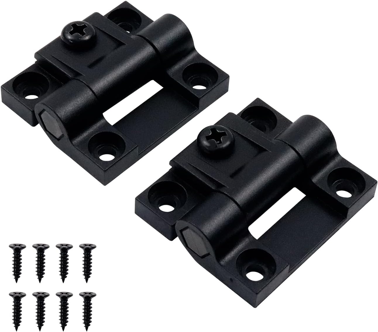 Antrader 2-Pack E6 Adjustable Torque Position Control Hinges 43x36mm Black Plastic - Countersunk Holes for Doors & Panels