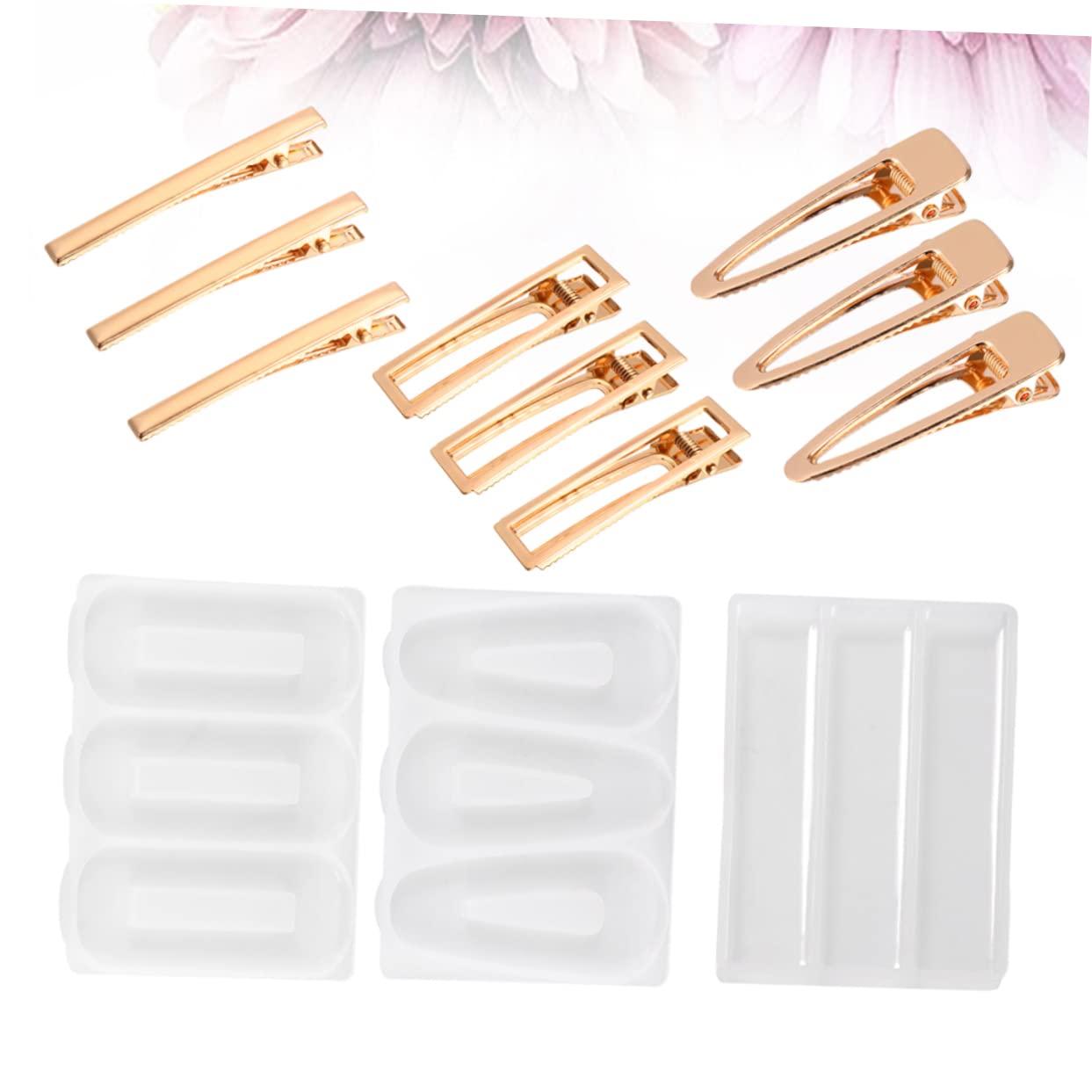 STOBOK 24pezzi Stampi Silicone Per Clip Per Kit Per Creazione Di Accessori Fai Te Resina Epoxy Inclusi Stampi e Accessori Metallici Per Clip Per