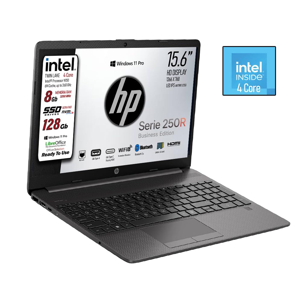 HP 250 Notebook Intel N150 3.60GHz 4Core RAM 8GB SSD 128GB Display 15.6" HD