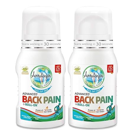 Amrutanjan Back Pain Roll on (Pack of 2)(50Ml each)